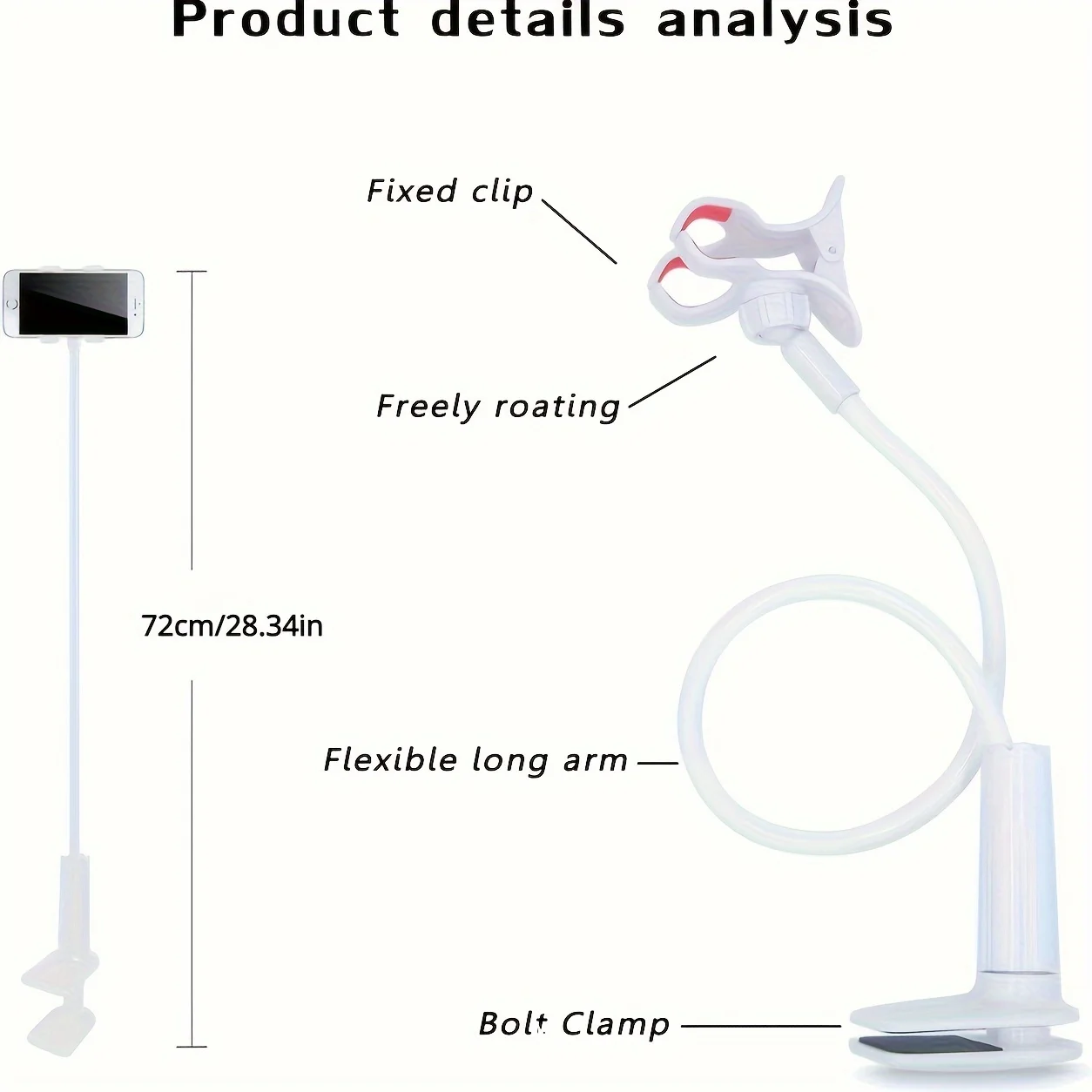 Lazy Bedside DesktopMobile Phone Clamp Bracket Flexible Long Arm Gooseneck… - Image 6