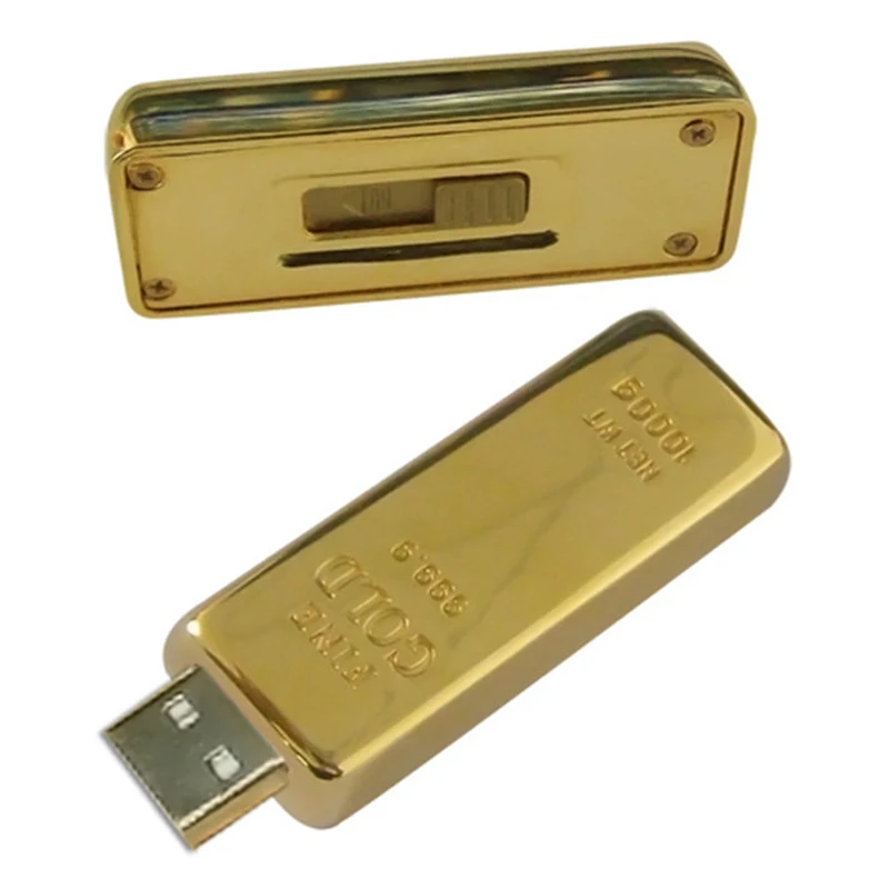 NEW Metal Bullion Gold Bar USB2.0 Flash Drive 128GB Novelty USB Stick 64GB Golden… - Image 2
