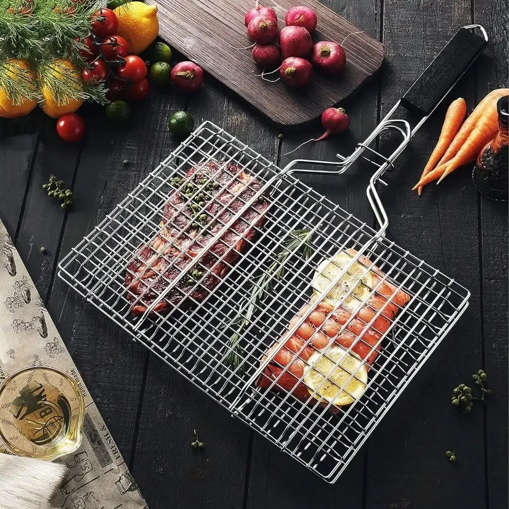 1pc Folding Outdoor Camping Stainless Steel BBQ Rack With Removable Handle… - Image 8