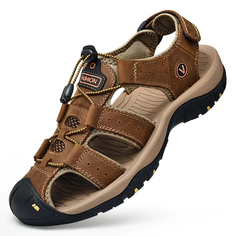 Summer Men Sandals Genuine Leather Mens Casual Shoes Outdoor Men Leather Sandals for Men Beach Shoes Roman Shoes Plus Size 38-48 - Image 11