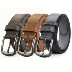Men's Designer Casual Belt with Metal Needle Buckle -  Fashion Luxury Belt, Versatile for Everyday & Formal Wear, For Ideal Gift