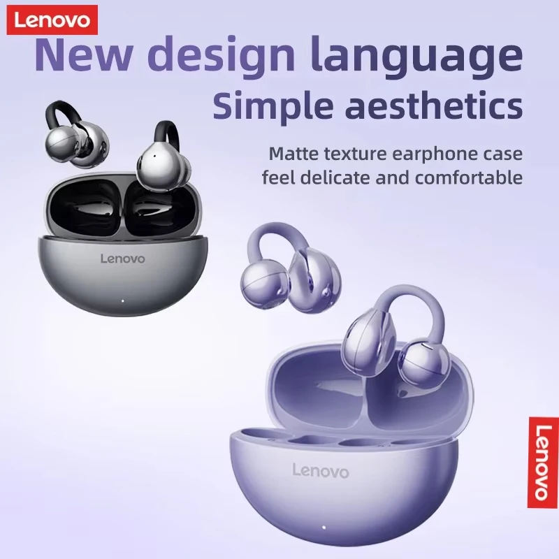 TA410 Lenovo Ear Clip Headphones Built-in Microphone Wireless Headphones Ear… - Image 4