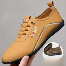 Retro Leather Shoes for Men Summer Outdoor Lightweight Men's Loafers British Peas…