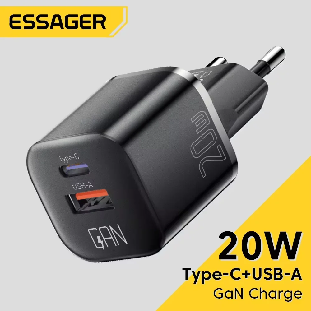 Essager 20W GaN USB Type C Charger PD Fast Charge Phone QC 3.0 Quick Chargers For…