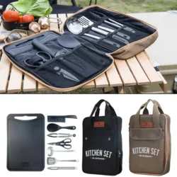 8pcs Camping Kitchen Cookware Set Portable Outdoor Travel Utensils Stainless Steel…