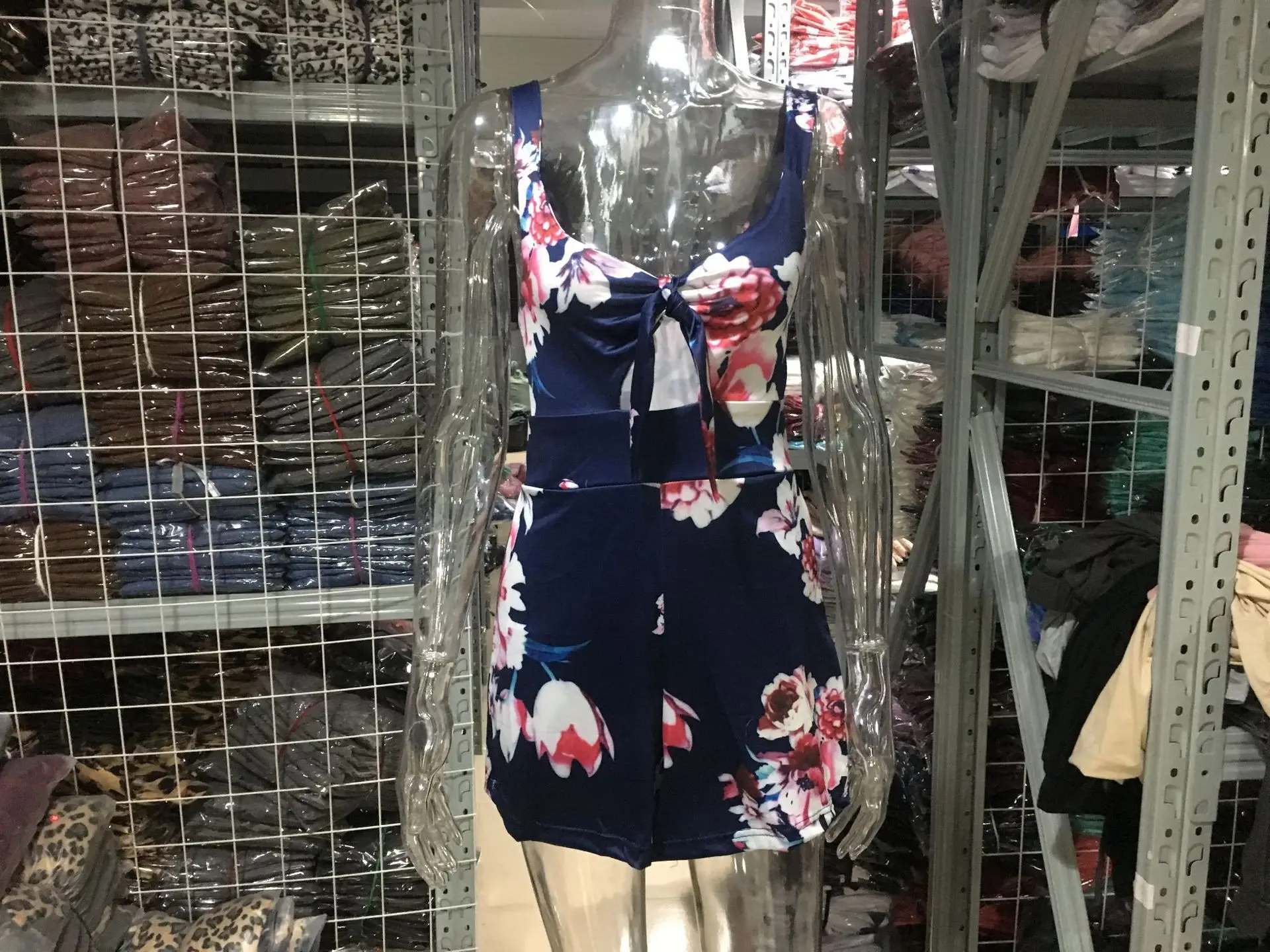 Sexy Spaghetti Strap Flower Print Jumpsuit Women Fashion Bowknot Leace-up Backless… - Image 16