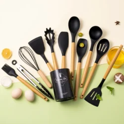 Silicone Cooking Utensils,Turner Tongs,Spatula,Spoon,Brush,Whisk for Nonstick…