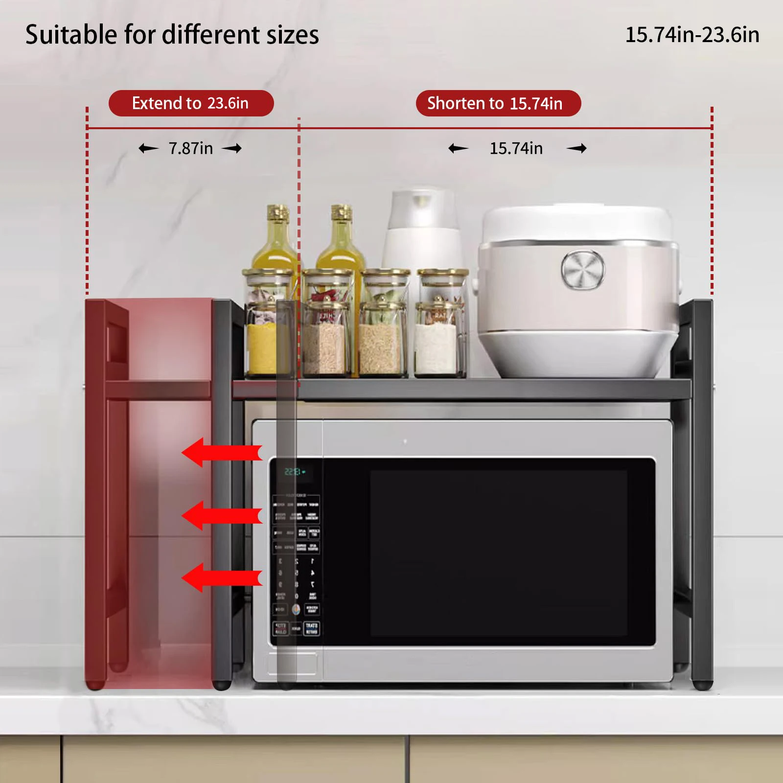 1pc Expandable 42-64cm Microwave Shelf Organizer, Moisture And Rust Proof… - Image 5