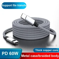 60W Type C To Type C Fast Charging Cable PD Braided Fast Charge Data Cable Dual…