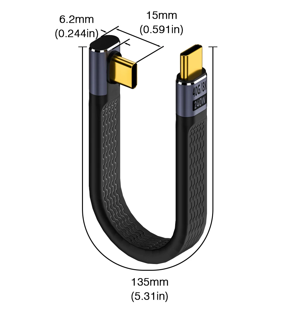 USB4 Elbow Short Cable 13.5cm Thunderbolt4 Type C Cable 40Gbps PD240W Charging… - Image 24