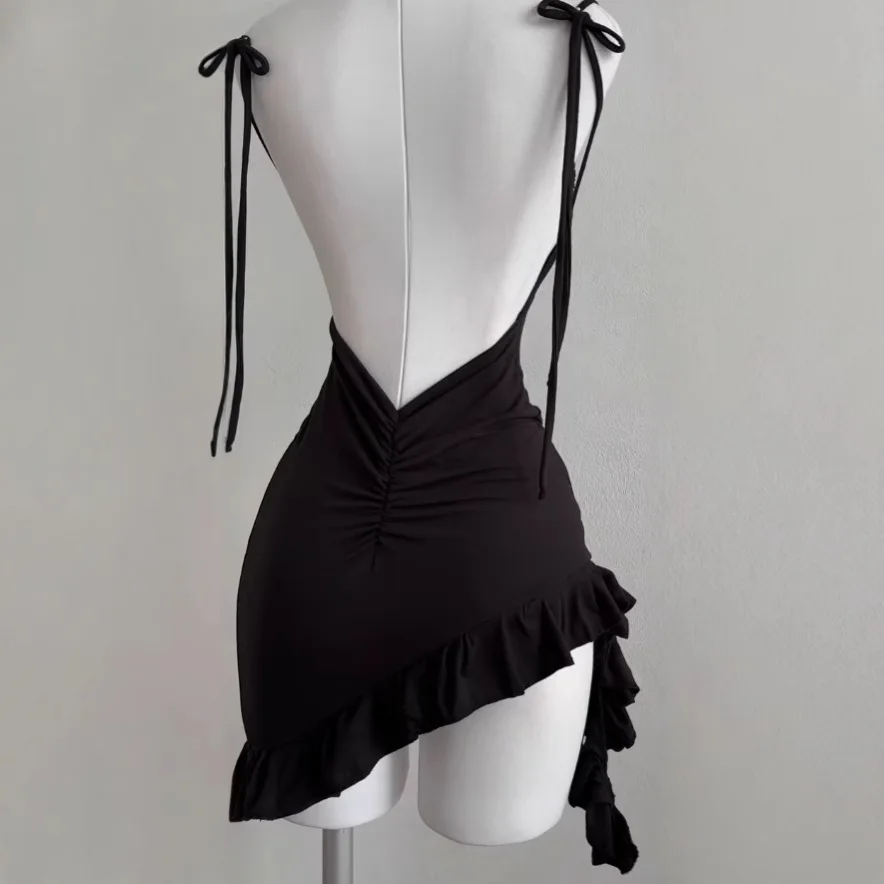2025 Sexy Sleelveless Backless Mini Dress Women Summer Europe America Lace Up… - Image 3
