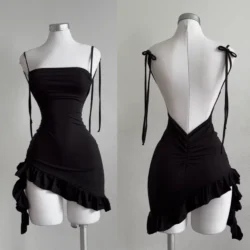 2025 Sexy Sleelveless Backless Mini Dress Women Summer Europe America Lace Up…
