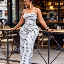 Siren Chic 2026 Women's Fashion Dot Print Wrap Chest Cami Jumpsuit Sexy Sleeveless…