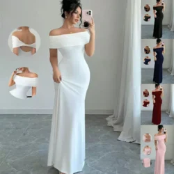 Off Shoulder Party Dress, Women‘s Sleeveless Sexy Bodycon Midi Dress, Elegant…