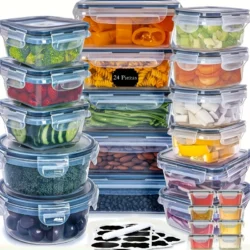 48Pcs BPA-Free Food Storage Set - 24 Airtight Containers & Lids with Labels for…