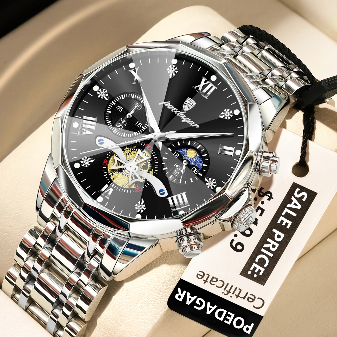 POEDAGAR Luxury Men Watch Top Original Waterproof Luminous Chronograph Man Wristwatch Stainless Steel Quartz Men's Watches Reloj - Image 7