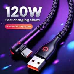 90° Elbow Design 120W Type C Fast Charging Cable For Xiaomi 17 Redmi POCO Huawei…