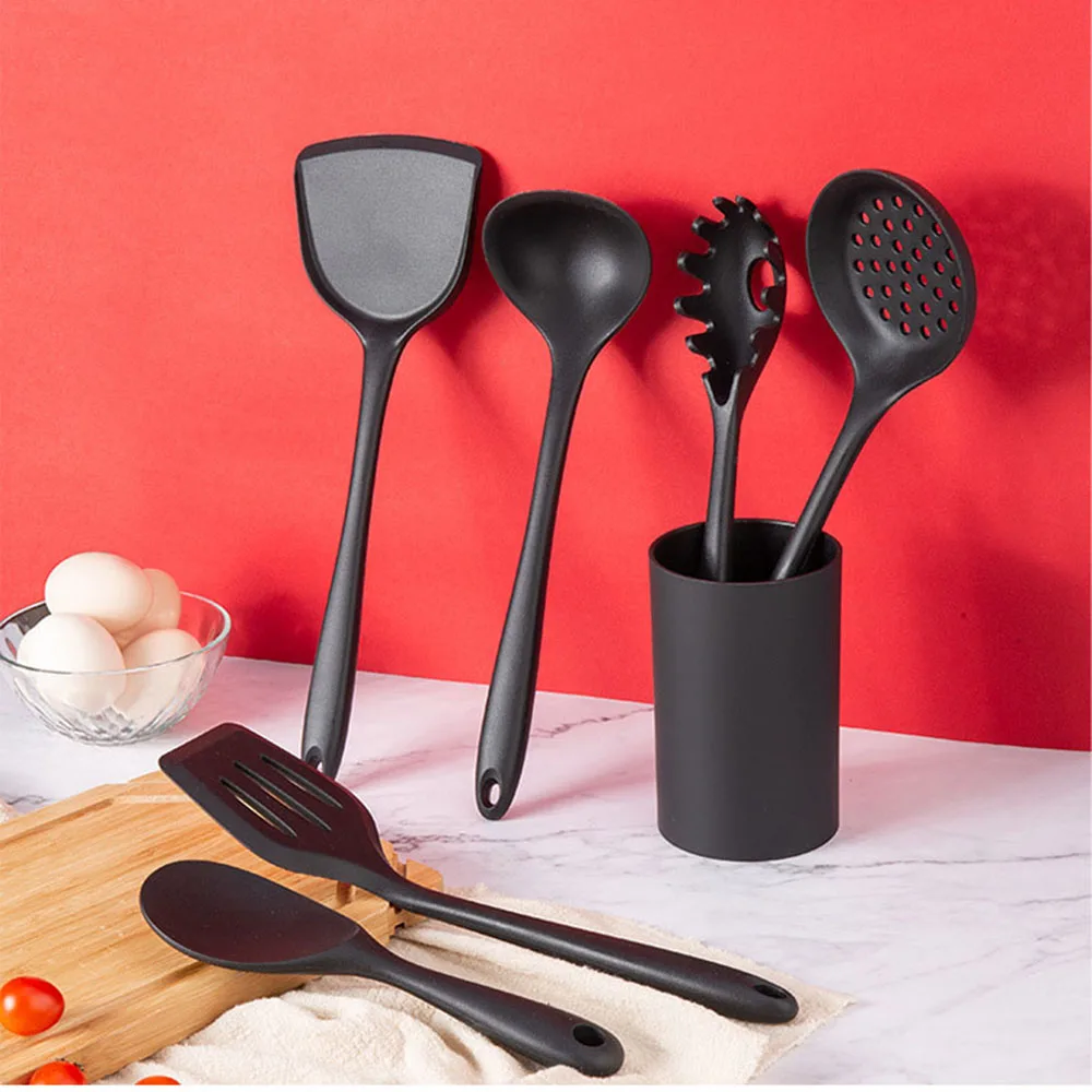 Black Silicone Cooking Utensils Set Non-Stick Pan Baking Tools Kitchenware… - Image 4
