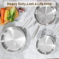 304 Stainless Steel Uncoated Non Stick Frying Pan Steak Cooking Cookware For Gas…