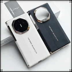 For Huawei Mate XT XTS Case Luxury PU Leather Dual Central Axis Electroplated Texture Anti-Fingerprint Non-Slip Protection Cover