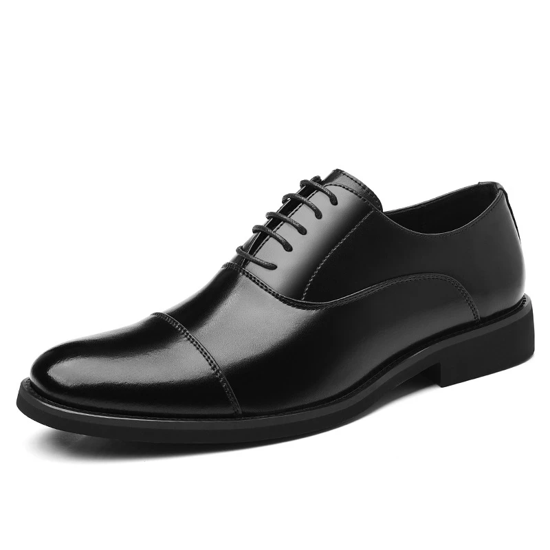 Mens Brown Gradient Leather Cap Toe Oxford Dress Shoes Lace Up Formal Business Office Work Daily Wear Comfortable Non Slip Shoes - Image 6