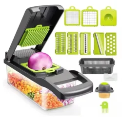 1Pc Green Black 12 in 1 Multifunctional Vegetable Slicer Cutter Shredders…