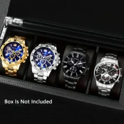 4pcs/1pcs Fashionable Men's Quartz Watch - Stainless Steel Strap, Round Zinc Alloy Case, Electronic Sports
