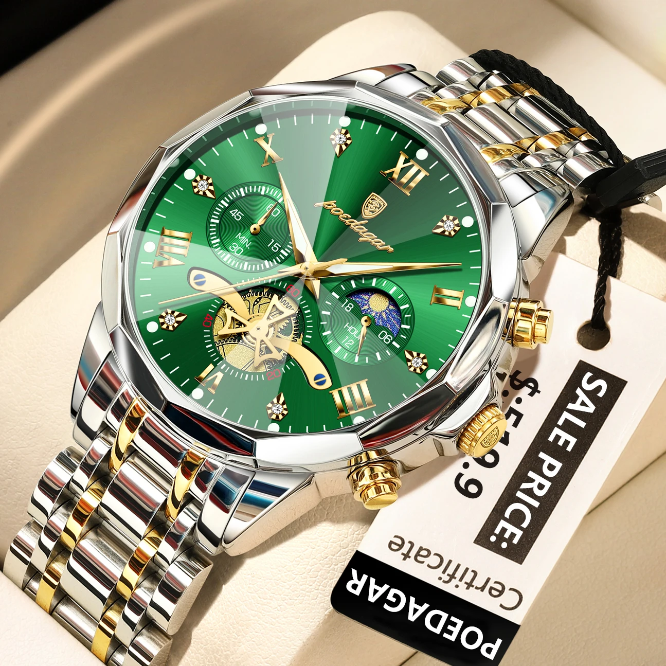 POEDAGAR Luxury Men Watch Top Original Waterproof Luminous Chronograph Man Wristwatch Stainless Steel Quartz Men's Watches Reloj - Image 9