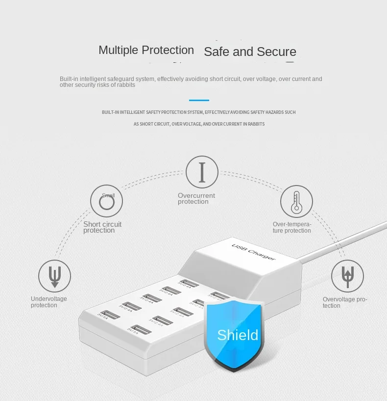 4/10-Ports USB Charging Station50W/10A Multi Port USB C Hub Charger for Cellphone… - Image 21