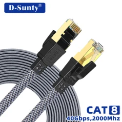 Nylon Braided Cat8 Ethernet Cable 40Gbps 2000MHz High-Speed RJ45 Network Cord for…