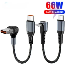 90 Degree Short Cable USB Type C To Type C 6A 66W Fast Charging Cable Power Bank…