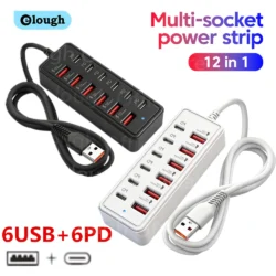 12 Ports USB Charger Station 6 USB-A 6 USB-C Fast Multi Port Charger Adapter…