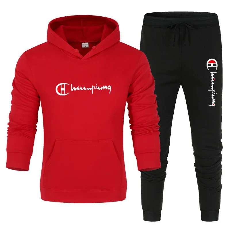 2025 Men's Tracksuit Hooded Sweatshirt+Sweatpants 2 Pcs Sets Sports Suit Casual… - Image 7