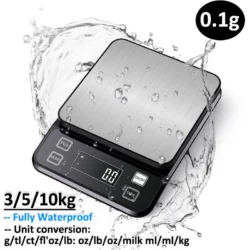 3/5/10kg 0.1g Digital Electronic Kitchen Scale LCD Display Fully Waterproof…
