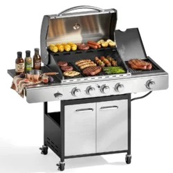 4 Burner Propane Gas BBQ Grills with Infrared Sear Burner, Custom