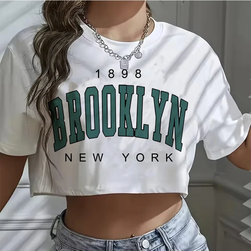 T Shirt Los Angeles Number 91 Brooklyn Graphic Round Neck Sports Crop T-shirt… - Image 9