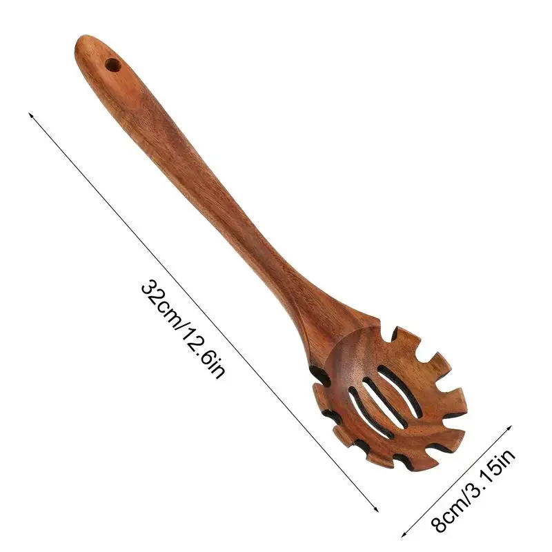 1PC Wood Pasta Spoon Long Handle Noodle Spoon Colander Soup Skimmer Cooking Spoons… - Image 3