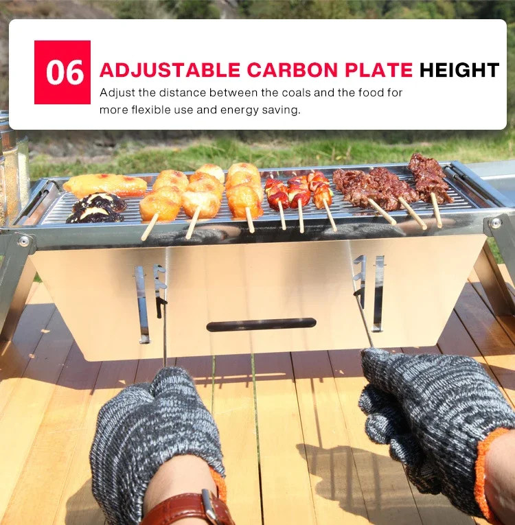 Stainless Steel Folding Barbecue Grill For Home And Outdoor Charcoal Kebabs… - Image 13