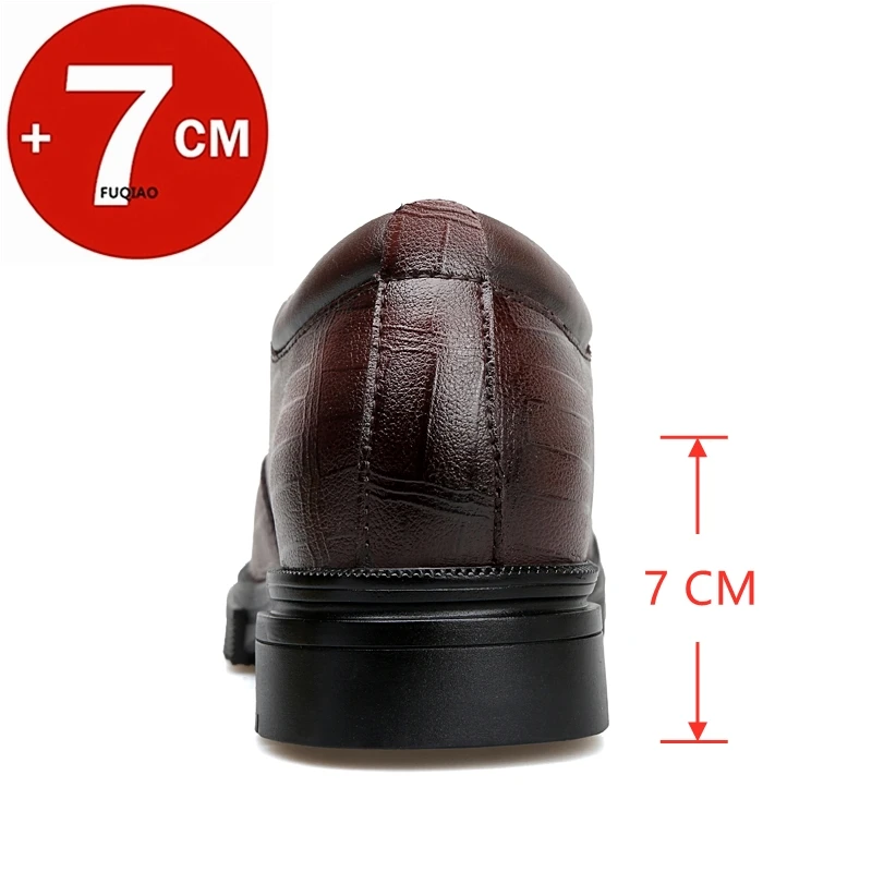 Big Size Elevator Loafers Wedding Men Leather Shoes Business British Formal Dress Shoes Height Increase Insole 7CM Lift Moccasin - Image 2