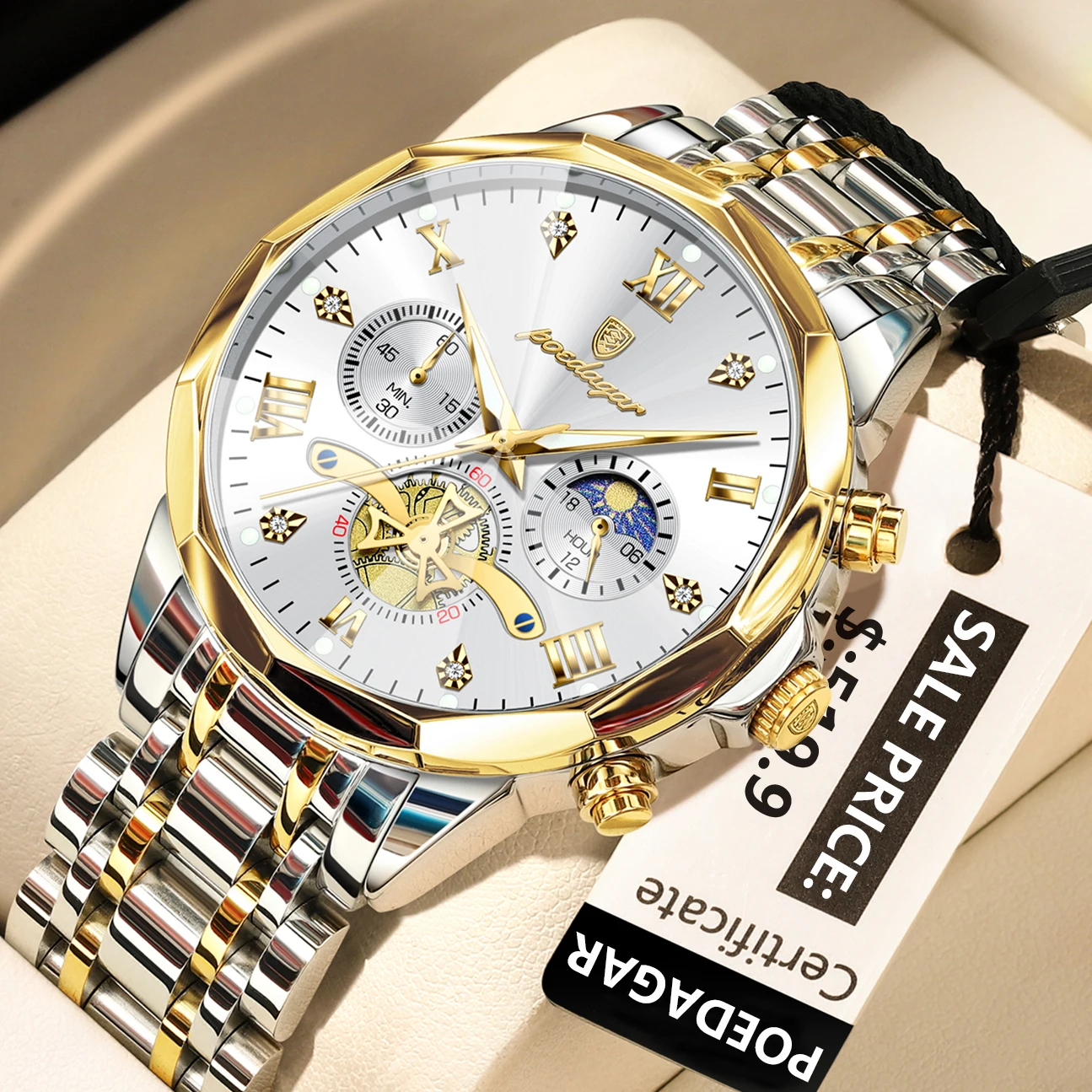 POEDAGAR Luxury Men Watch Top Original Waterproof Luminous Chronograph Man Wristwatch Stainless Steel Quartz Men's Watches Reloj - Image 16