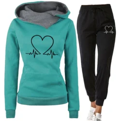 Woman Tracksuit Two Piece Set Winter Warm Hoodies+Pants Pullovers Sweatshirts…