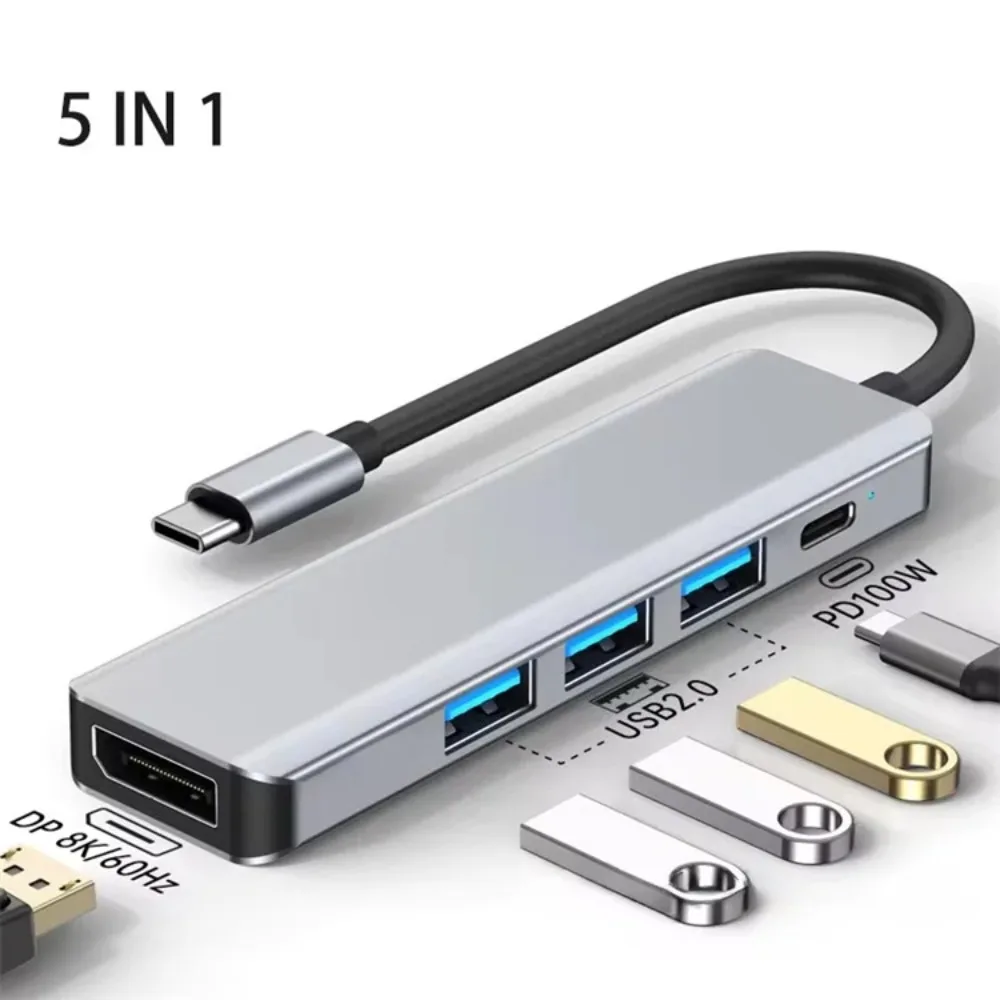 USB-C to DP 8K@60Hz / 4K@120Hz Adapter 100W PD Fast Charging 3-Port USB 2.0 Hub…