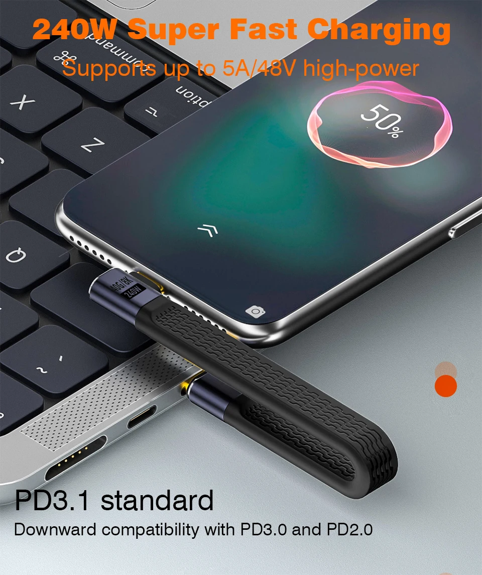 USB4 Elbow Short Cable 13.5cm Thunderbolt4 Type C Cable 40Gbps PD240W Charging… - Image 17