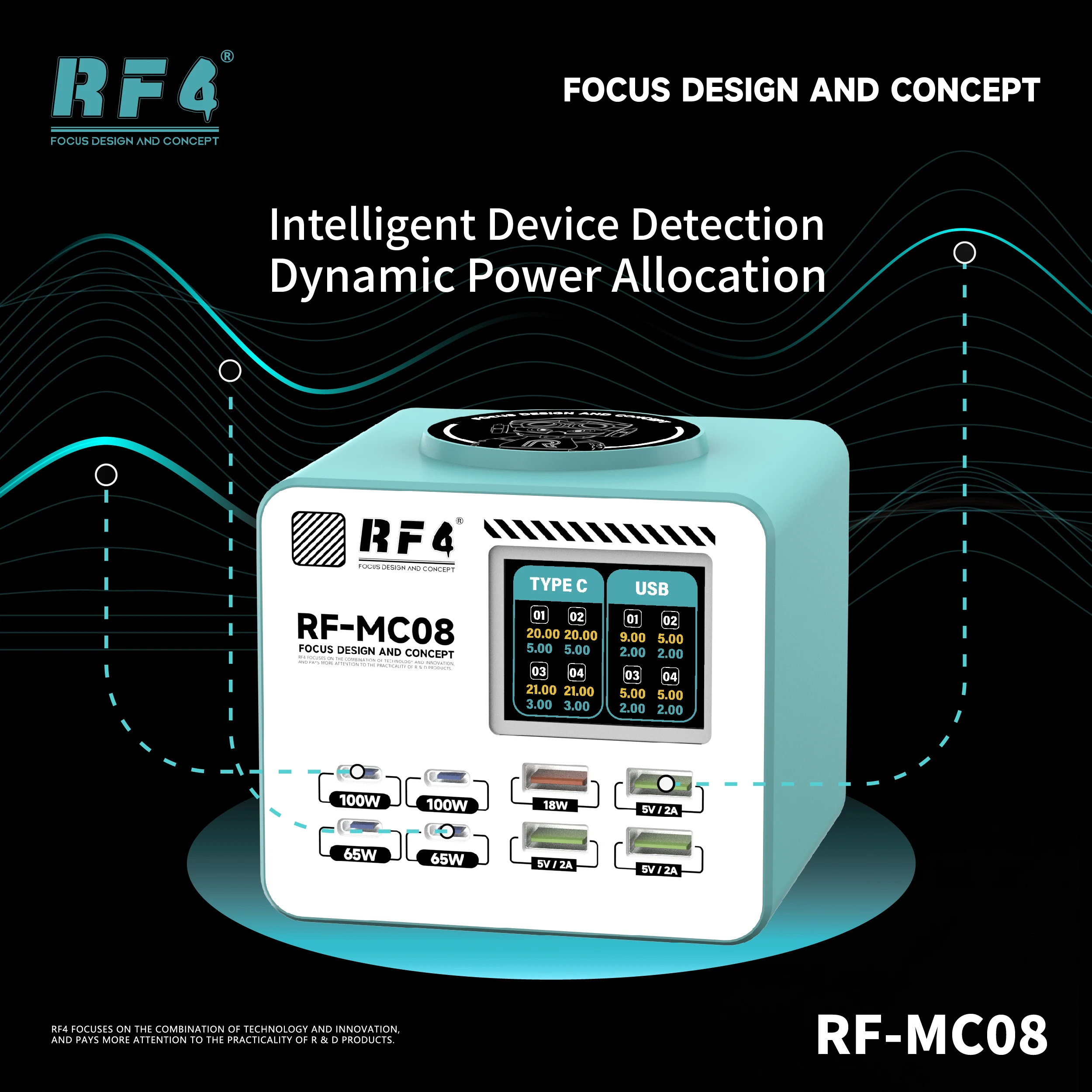 RF4 RF-MC08 Smart Multi-Port Charger Single Port Up To 100W Supports Laptop… - Image 16