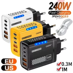 5 IN 1 GaN Desktop Charger IPhone17 16Pro Laptop Samsung 240W Fast Charging…