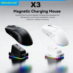 NexusClick Dual Mode Wireless Gaming Mouse,Lightweight RGB Backlit Magnetic…