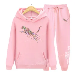 Womens TrackSuit Aesthetic Sweatshirts Sweatpants Two-piece suit Fleece Oversize…