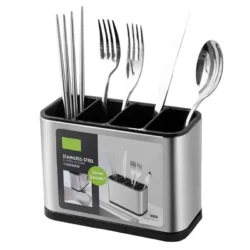 Stainless Steel Kitchen Utensils Holder Rustproof Anti-slip Cutlery Caddy with…