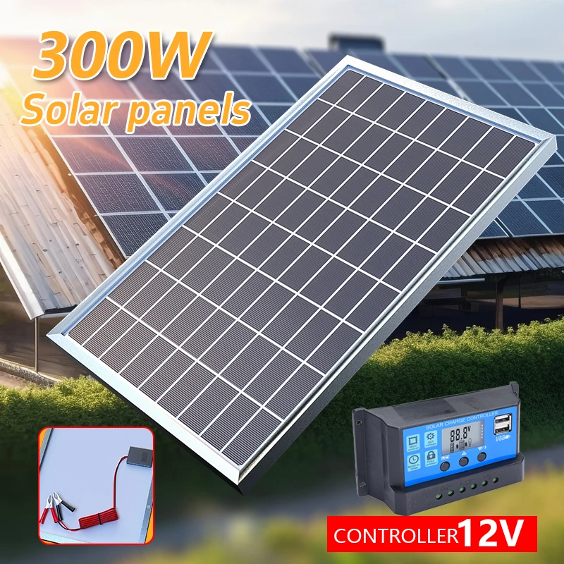 100W Solar Panel Kit Complete 12-18V Polycrystalline Power Portable Outdoor…