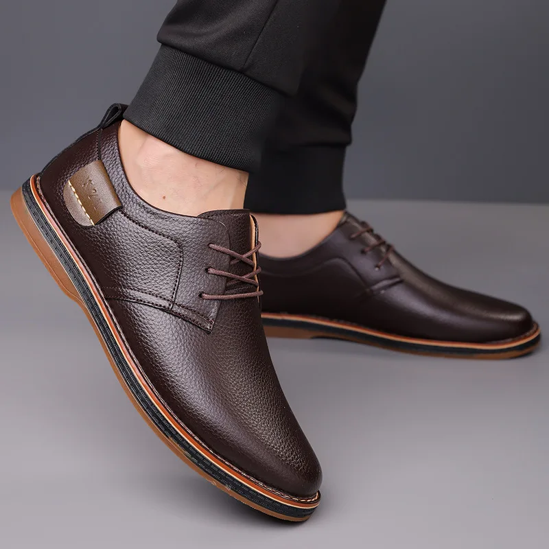2025Genuine Leather Men Dress Shoes Oxfords Brogue Lace Up Italian Mens Casual Shoes Luxury Brand Moccasins Loafers Plus Size - Image 6